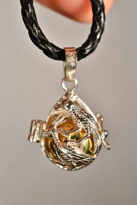 *HARMONY BALL* 925 Balinese Pendant +Cord Peacocks Birds Chime Jewellery Foto 1 de 4