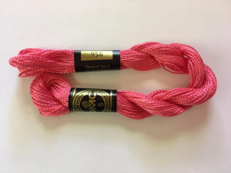 DMC Coton Perle 5 #956 Geranium Medium 100% Mercerized Pearl Cotton Thread 27yds - Image 1 of 1