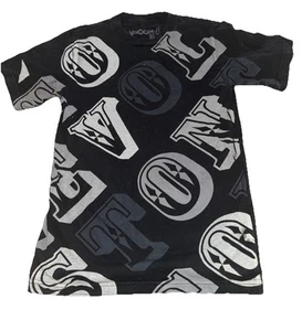 Vintage Y2K Volcom Shirt Boys Black spell out T Shirt Youth Slim fir Medium - Picture 1 of 5
