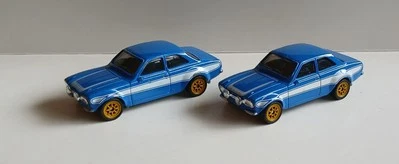 Ford Escort RS1600 MK1 1970 Fast & Furious lote de 2 de Mattel - azul con blanco Foto 1 de 4
