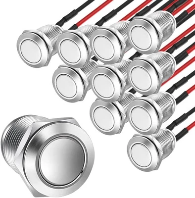 10pcs 12mm Waterproof Stainless Steel Momentary Push Button AC - Image 1 of 4