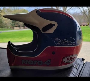 Vintage Bell Moto 4 Helmet Rick Johnson Replica Supercross Motocross 7 1/4 NICE - Picture 1 of 4