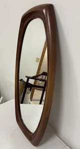 VTG Syroco Oval Mirror 1966 MCM Med Brown Tone 27x14in Ready To Hang - Picture 1 of 10