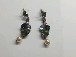 Butler And Wilson Multicoloured And Pearl Earrings With Original Box Used Once - Picture 1 of 6