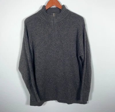 Suéter Woolrich Lana 1/4 Cremallera Adulto Grande Gris Oscuro Ónix Cuello Simulado Tejido Foto 1 de 4