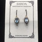 Vintage SARDA  Handcrafted 925 SSilver & Blue Topaz   Earrings Original Card