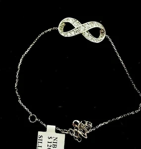 New Ladies 27 Stone Infinity Bracelet Sterling Silver $120 New - Picture 1 of 7