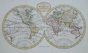 A NEW MAP OF THE WORLD FOR BROOKES GAZETTEER, 1791. - Picture 1 of 1