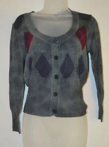 Volcom, Sweater, Argyle, Gray, Button Down, Large - Picture 1 of 9