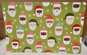 Christmas Placemats Plastic 17” x 11” Sleigh Bell Bistro Santa Faces 272S - Picture 1 of 3
