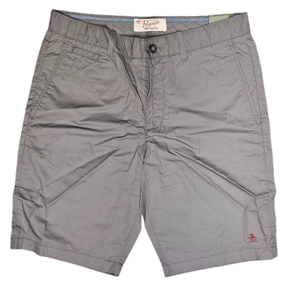 Original Penguin Basic Coton Shorts Castlerock Gris Été Hommes Décontracté Chino - Photo 1/4