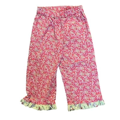 VTG Hanna Andersson 130 8 Three Sisters 3 Capris Shorts Pants Floral Pink Green - Image 1 of 4