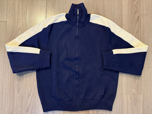 Gucci giacca bomber in maglia di cotone con zip blu taglia L