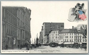 HARTFORD CT MAIN STREET NORTH ANTIKE POSTKARTE von ARTHUR LIVINGSTON - Bild 1 von 2