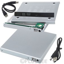 Silver USB 2.0 To IDE Laptop CD DVD RW Rom External Caddy Case Enclosure Cover