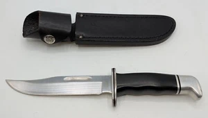 Vintage 2001 BUCK 119 Fixed Blade Hunting Knife & Sheath Engraved NATHEN - Picture 1 of 16