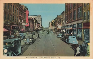 LONDON ON ONTARIO CANADA DUNDAS STREET c 1940s VINTAGE POSTCARD 110923 S - Imagen 1 de 2