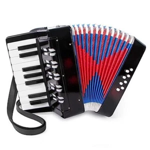 Accordion, 17 Keys Piano Accordion for Kids Students 8 Bass with 17-Key Black - Picture 1 of 7