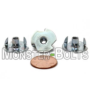 #8-32 x 5/16" ? ¿Cantidad 10? Tuerca de 3 puntas barril recto acero galvanizado tuerca en T - Imagen 1 de 3