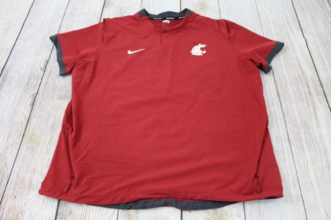 TEAM ISSUED WSU Cougars Baseball Nike Red Short Sleeve Windbreaker Jersey XL Cover