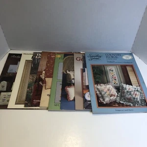 10 Assorted Cross Stitch Pattern Books Lot Flowers Wildflowers Floral - Picture 1 of 19