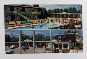 Postcard Multiview Scotty's Motel Colorado Springs Colorado Girls Pool Cars - Imagen 1 de 2