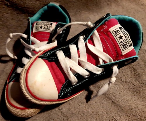 Turchese & Fushia Low Converse All Stars nero per ragazze taglia 3 junior *