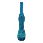 Slim Curved Aqua Blue Glass Vase 12" Bud Vase 