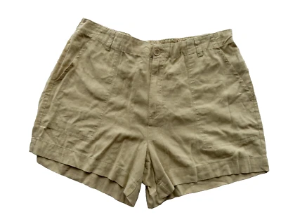 SANCTUARY Beach Linen Women Plus Size 1X Beige Pocketed Shorts New Tags $148 - Image 1 of 3