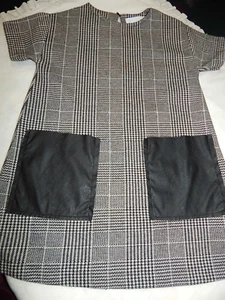 Zara Girls size 6 116 Black Houndstooth Fit and Flare Dress Business casual - Picture 1 of 7