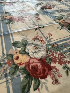 4 ~ Waverly WHITE HOUSE Centennial Floral Bouquet Stripe Polished Fabric 25 x 56 - Picture 1 of 14