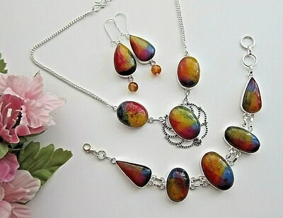 Радуга солнечный кварц druzy Geode серебро ожерелье, кулон, серьги или браслет. - Изображение 1 из 4