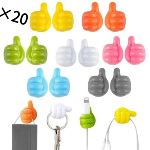 10/20PC Self-Adhesive Wall Decoration Hook Thumb Key Hanger Hook Data Cable Clip - Picture 1 of 10