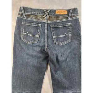 Allen B Shwartz Bootcut Jeans Womens Size 4 Mid Rise Embellished Rhinestone Blue - Picture 1 of 16