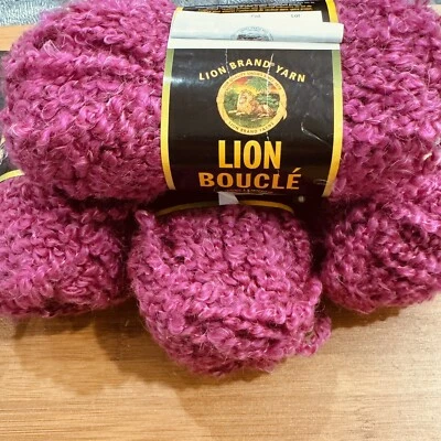 4 Discontued New Lion Brand Boucle #112 Rose Skeins - Image 1 of 4