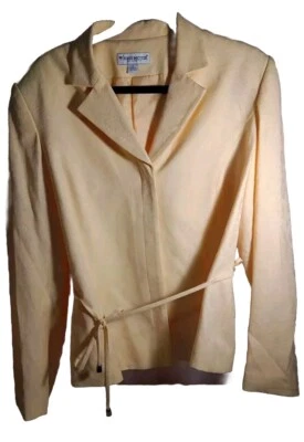  Mujer 16 Falda Chaqueta Jacquard Estampado Floral Amarillo Biz Traje de Oficina Nuevo con Etiquetas Carrera Foto 1 de 4