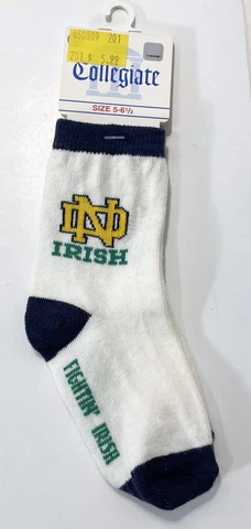 RARE Notre Dame Fightin’ Irish College Football Kids Youth Socks Size 5-6 1/2” Cover