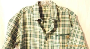 Men's Asceno Green & White Plaid Short Sleeve Button Up with Pocket - Picture 1 of 4
