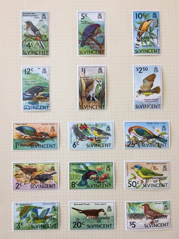 Grenadines St Vincent 1974/77 MH Birds Shells To $5 (Apx 50+) CP217 Cover