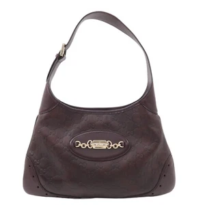 Auth GUCCI Guccissima Shoulder Bag Hand Bag Brown Leather 145778 Used - Picture 1 of 24