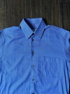 Ermenegildo Zegna Cotton Button Down Dress Shirt Gingham Check Blue Large - Picture 1 of 9