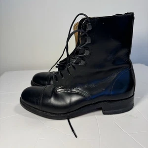 Hawkins Northampton Black Leather 3/ Men 3.5 W 5 Unisex Vintage England Military - Picture 1 of 16