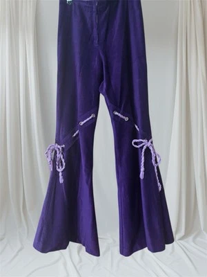 Women’s Sz Small 1970s Bellbottom Pants Hippie Boho  Purple Velour/velvet Unique - Image 1 of 4