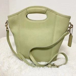 Coach 9993 Vintage Leather Mini Shopper 2Way Shoulder Bag Green Authentic Japan - Picture 1 of 13