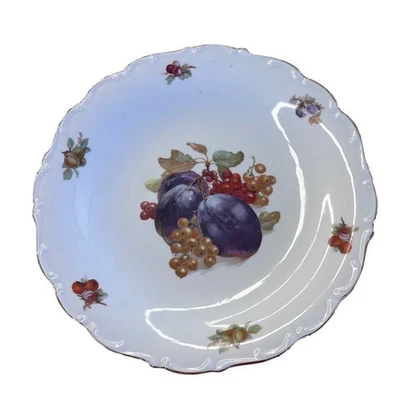 Plato de fruta de porcelana Schumann Arzberg Baviera borde dorado festoneado pintado a mano Foto 1 de 4