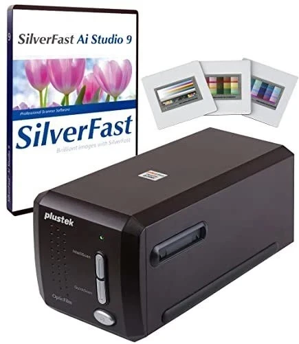 Plustek OpticFilm 8300i Ai Film Scanner Bundle with SilverFast Ai Studio 9 and QuickScan Plus and 3 Slides