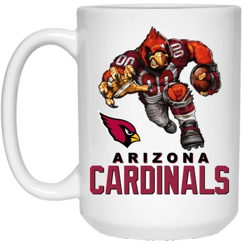 Arizona Cardinals Big Red Logo Player Mascot White 15 oz Ceramic Coffee Mug Cup Cover