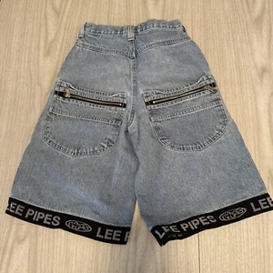 Y2K 90s ultra baggy Lee Pipes carpenter jorts Denim Vintage Retro Skate Med 0871 - Picture 1 of 17