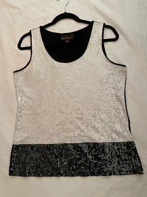 Top de lentejuelas negro/blanco formal elegante sin mangas navideño. Talla M Foto 1 de 4