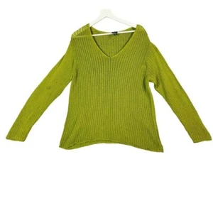 EILEEN FISHER maglione filato italiano donna taglia 1X maglia aperta verde cotone spiaggia - Foto 1 di 8
